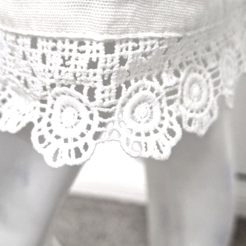 Entro White Ruffle Eyelet Coquette Romantic V-Neck Cottagecore Mini Dress Size L - Picture 8 of 16